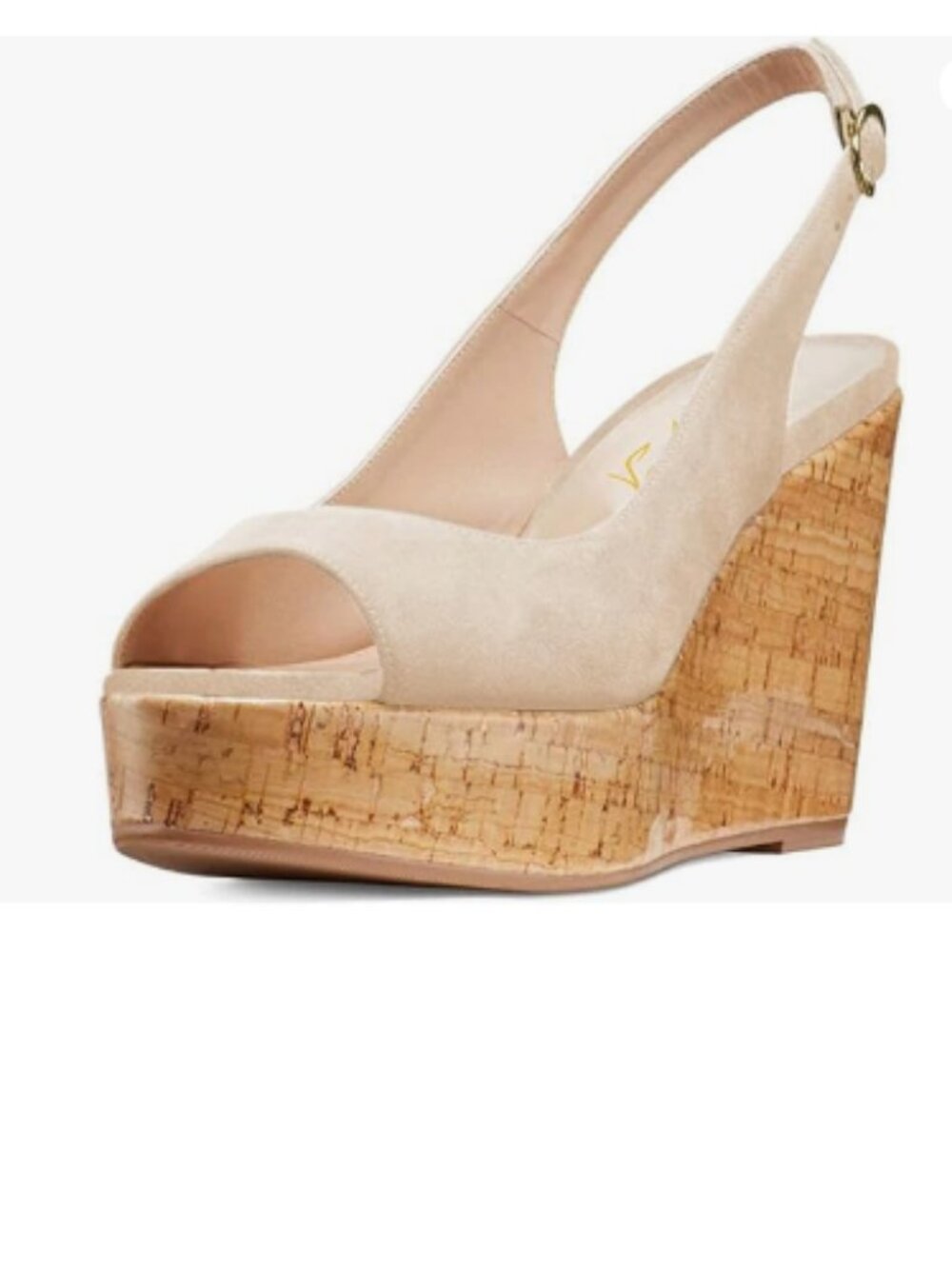 FOWT Apricot Peep Toe Slingback Platform Wedge High Heel Buckle Open Toe Sandals